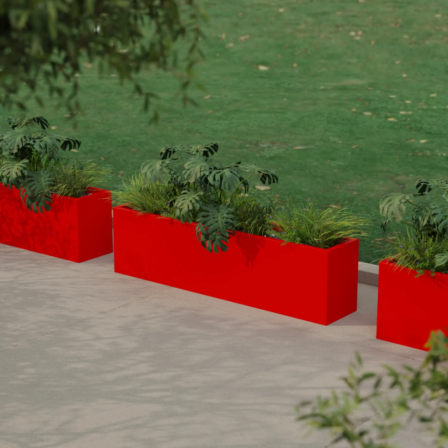 Вертикальное напольное кашпо из стеклопластика 30x150x40, красный RAL 3000