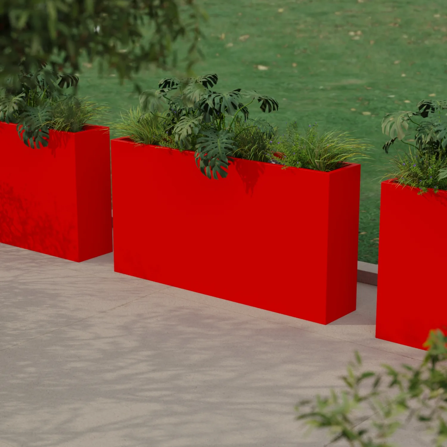 Вертикальное напольное кашпо из стеклопластика 30x150x80, красный RAL 3000