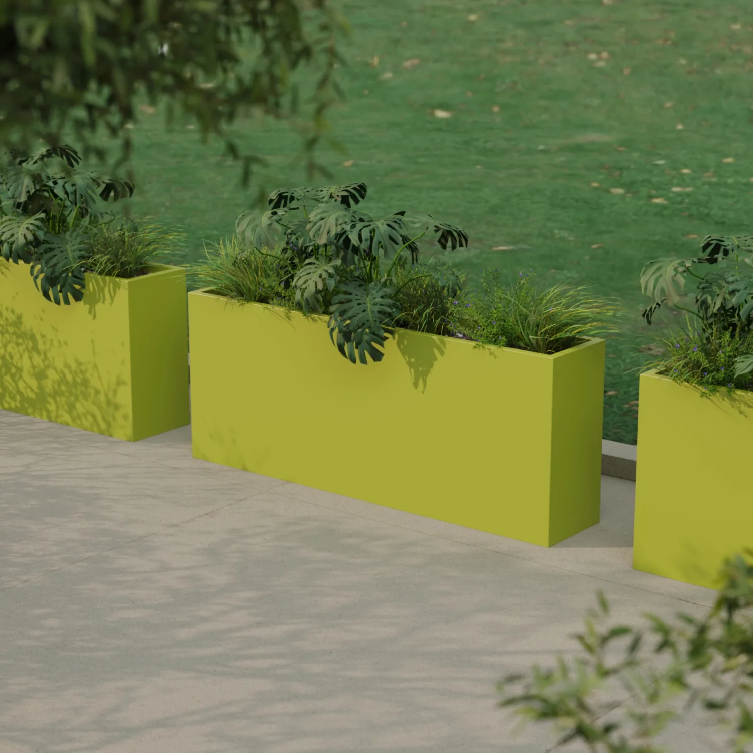 Вертикальное напольное кашпо из стеклопластика 30×150×60 см, зелёный RAL 6021