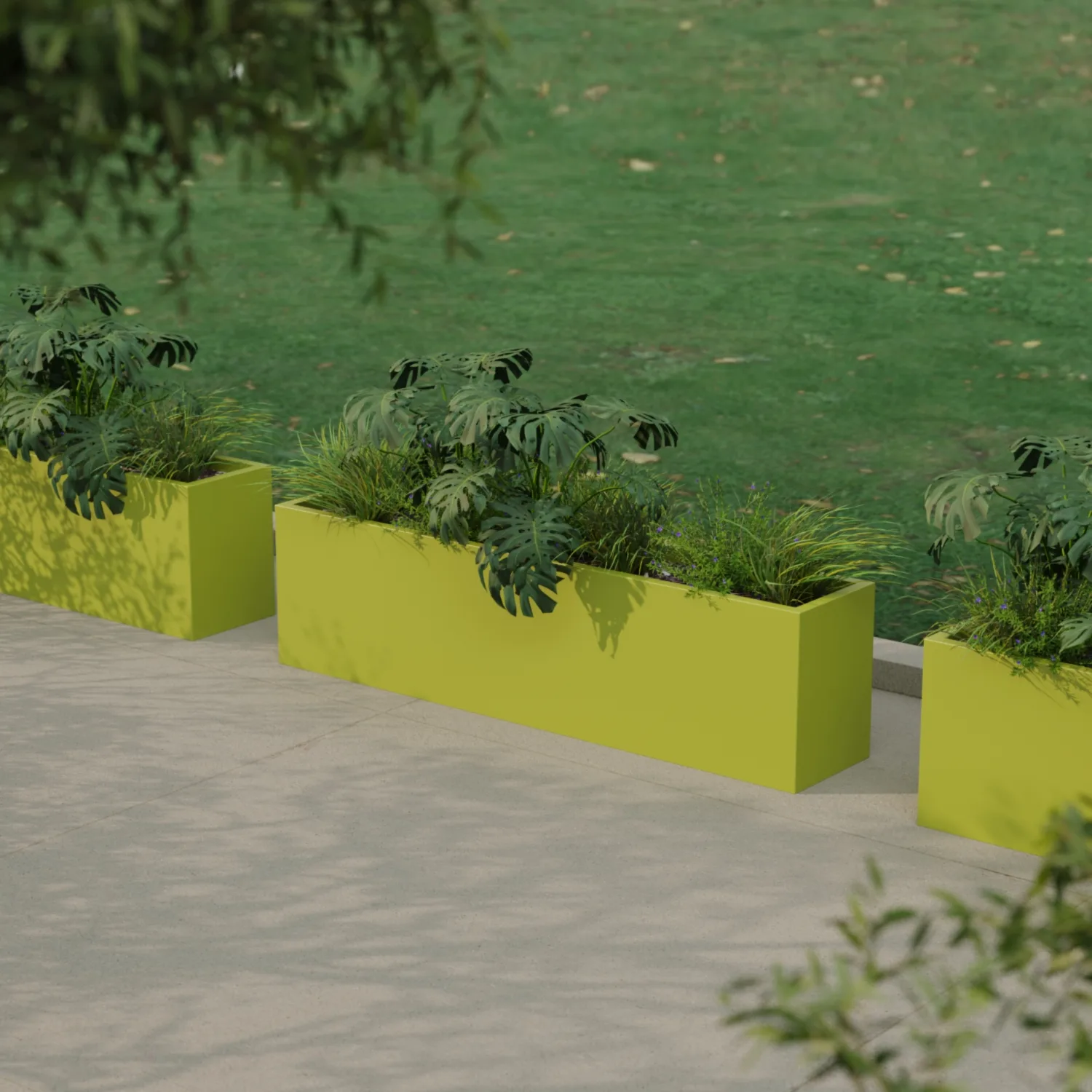Вертикальное напольное кашпо из стеклопластика 30x150x40, зеленый RAL 6021