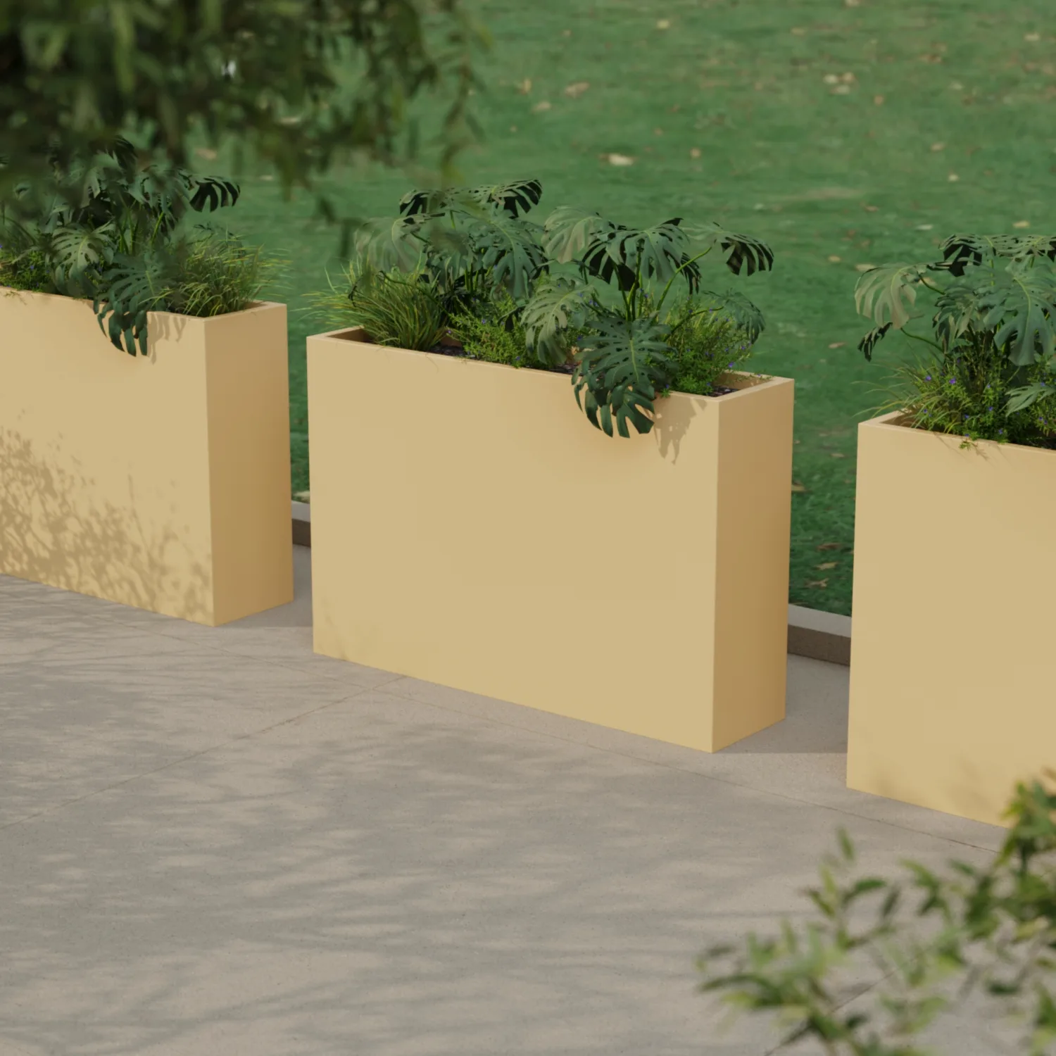Вертикальное напольное кашпо из стеклопластика 30x120x80 – слоновая кость