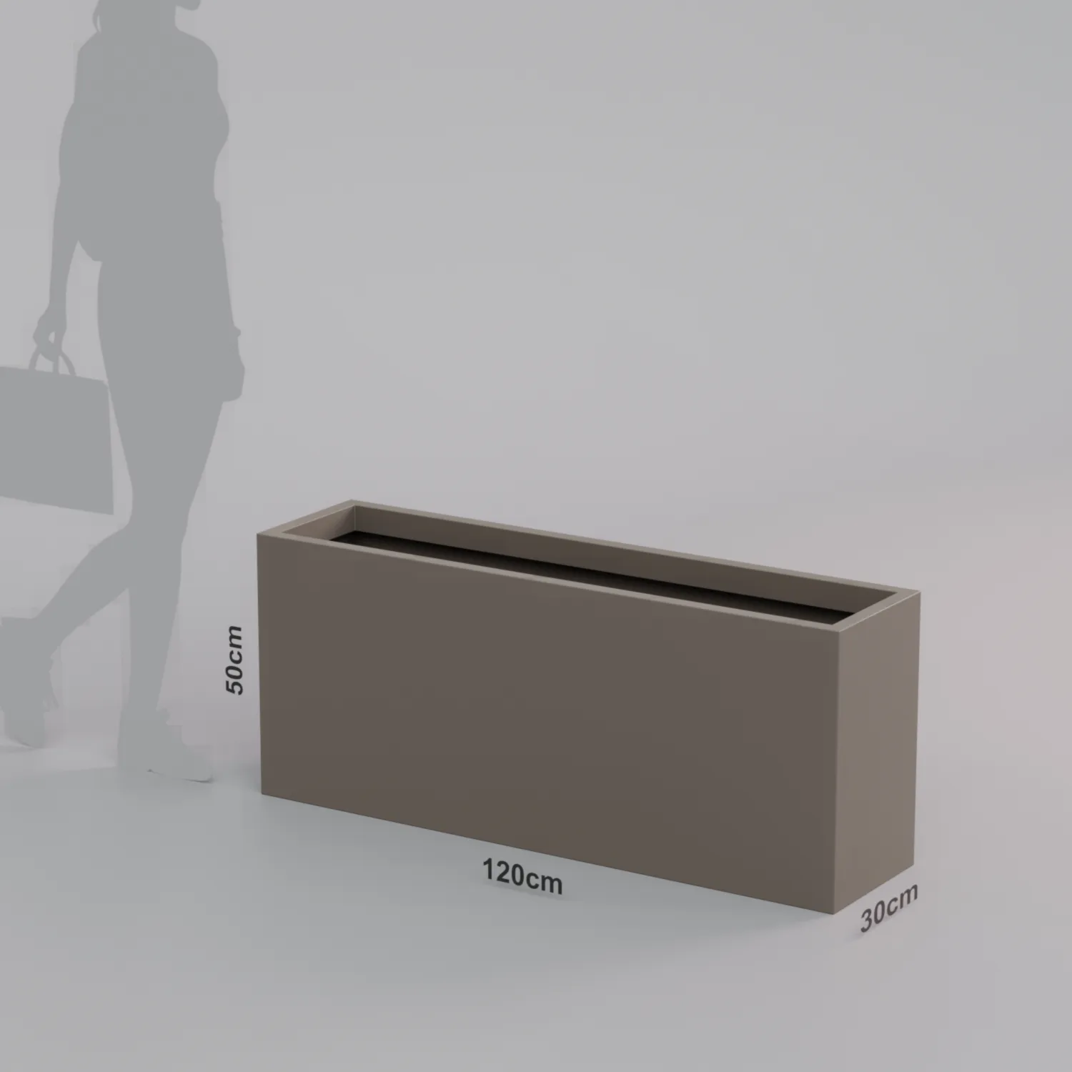 Вертикальное напольное кашпо из стеклопластика 30x120x50 Белый Терраццо