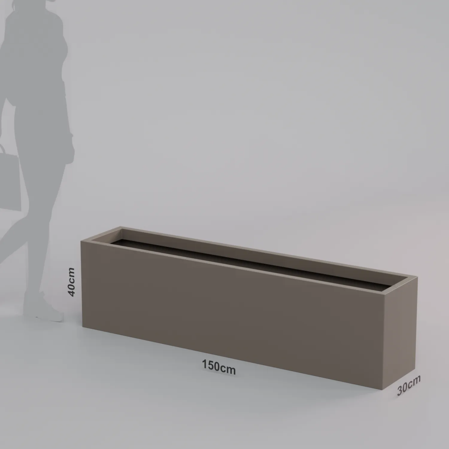 Вертикальное напольное кашпо из стеклопластика 30×150×40 см, бирюзовый (RAL 5018)