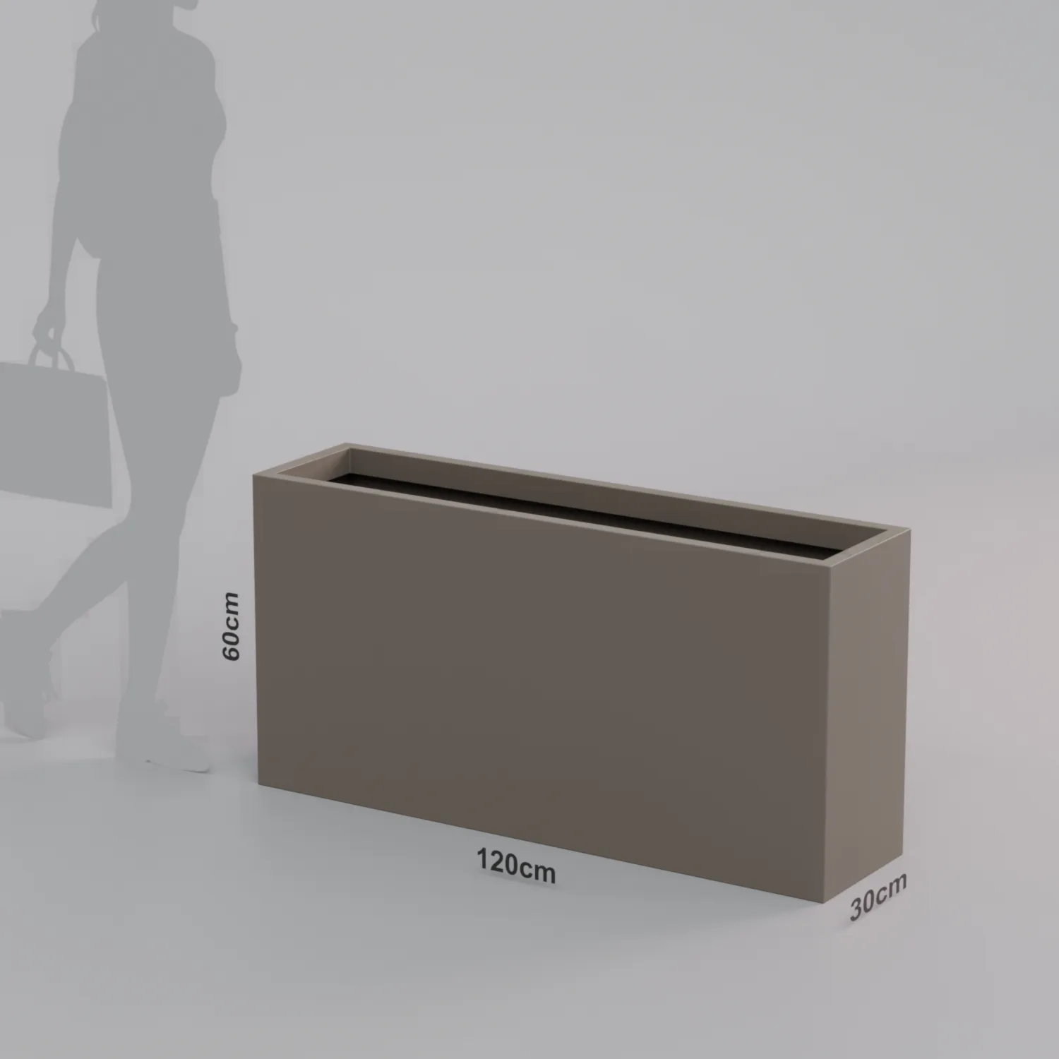 Вертикальное напольное кашпо из стеклопластика 30x120x60 Белый Терраццо