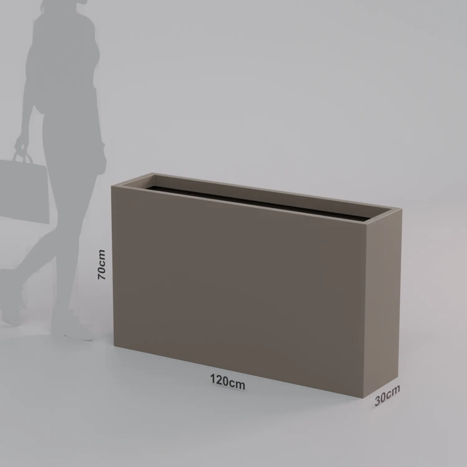 Вертикальное напольное кашпо из стеклопластика 30x120x70 Белый Терраццо
