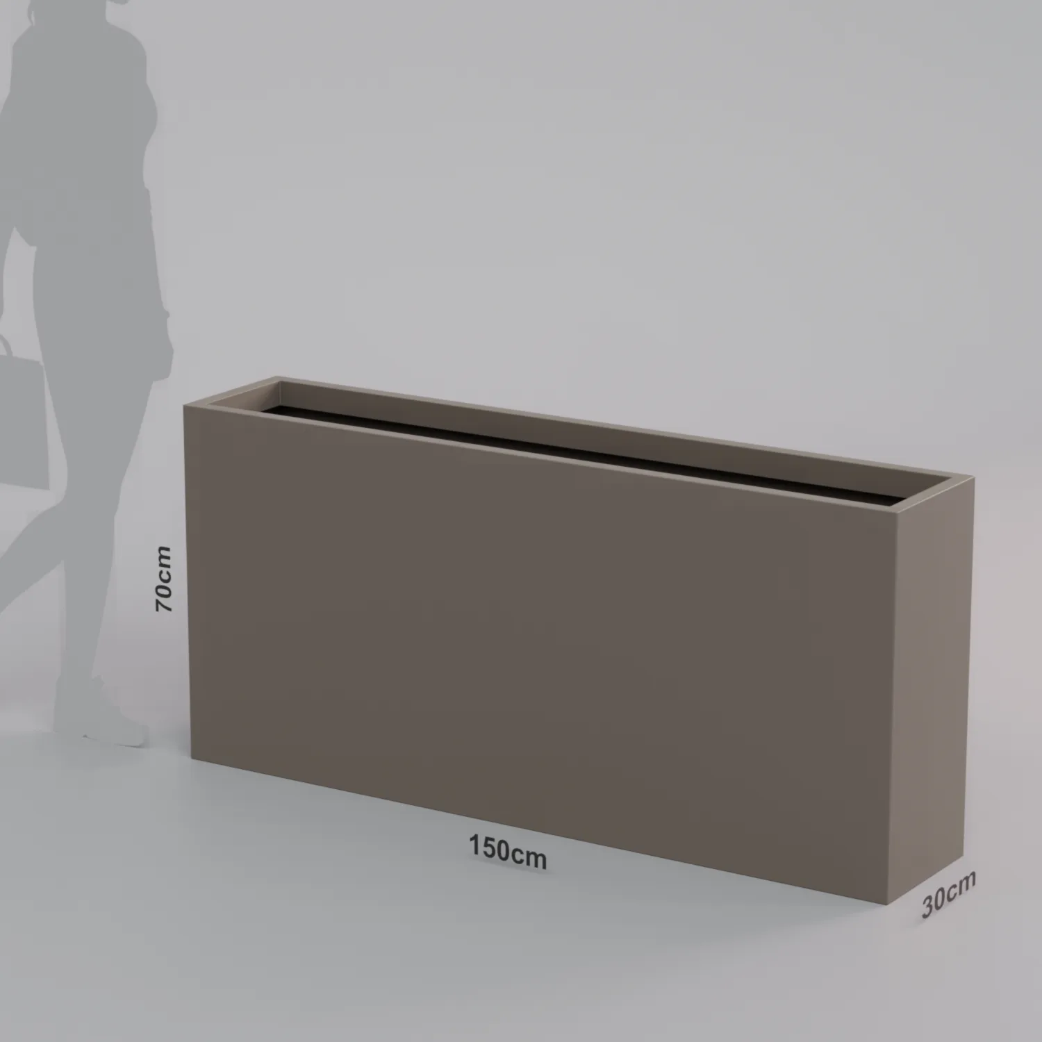 Вертикальное напольное кашпо из стеклопластика 30x150x70 Белый Терраццо