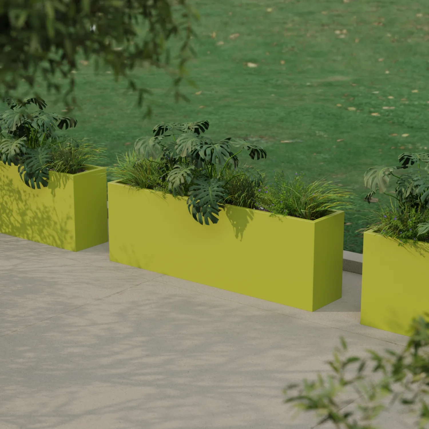Тік тұратын жер үсті кашпо, стеклопластиктен 30×150×50, жасыл RAL 6021