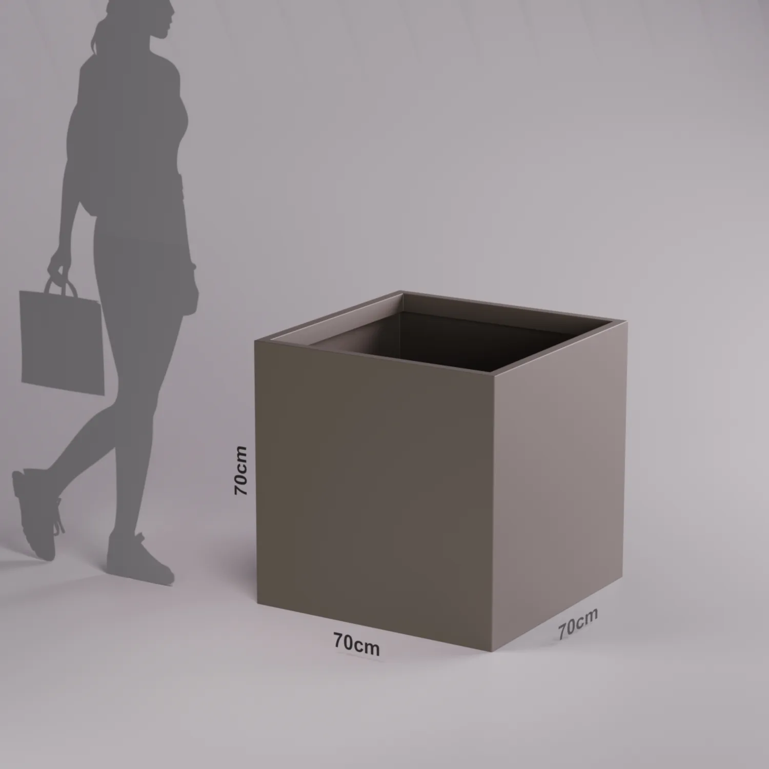 Квадратное напольное кашпо из стеклопластика 70x70x70 см, белый терраццо