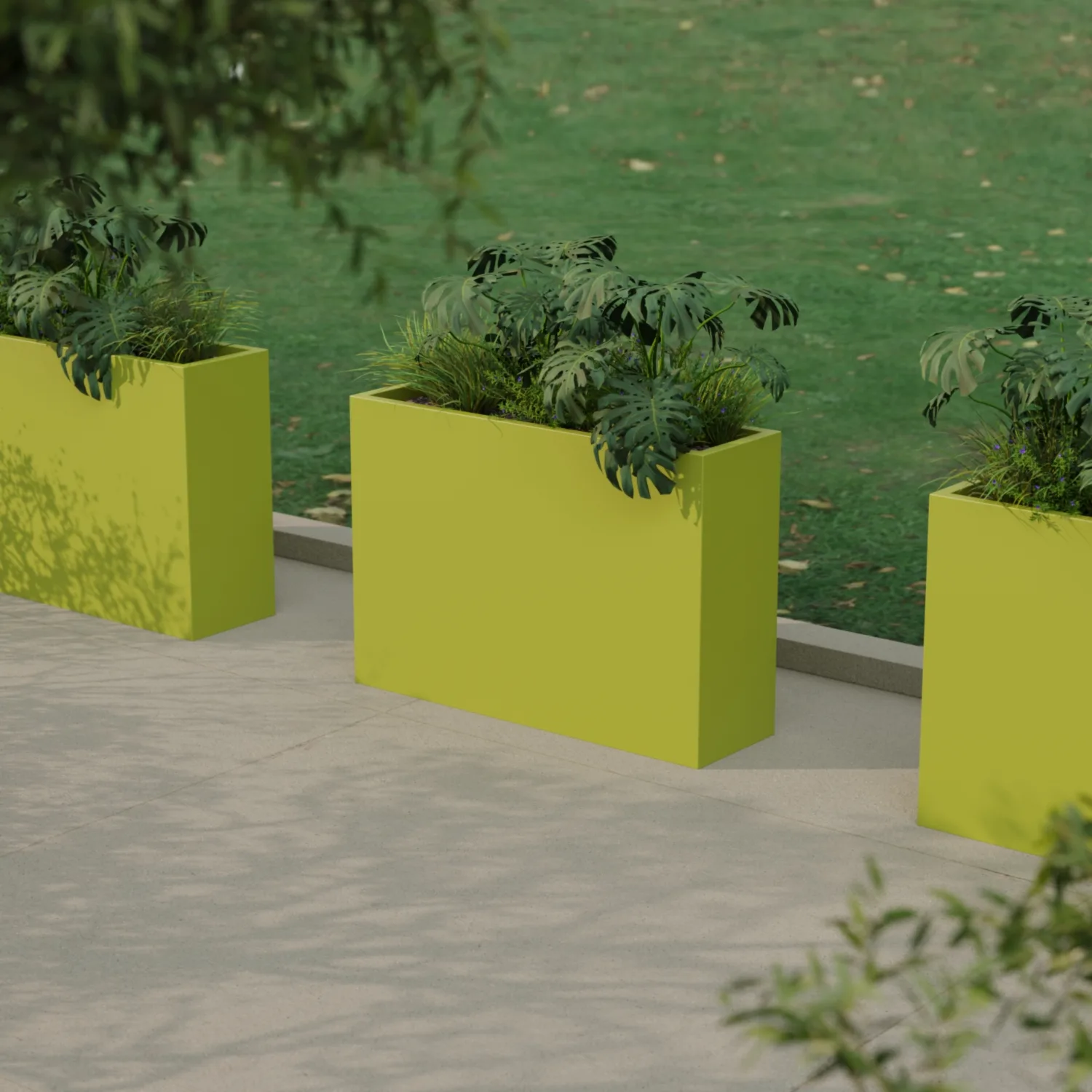 Vertical floor planter made of fiberglass 30x120x70, green RAL 6021