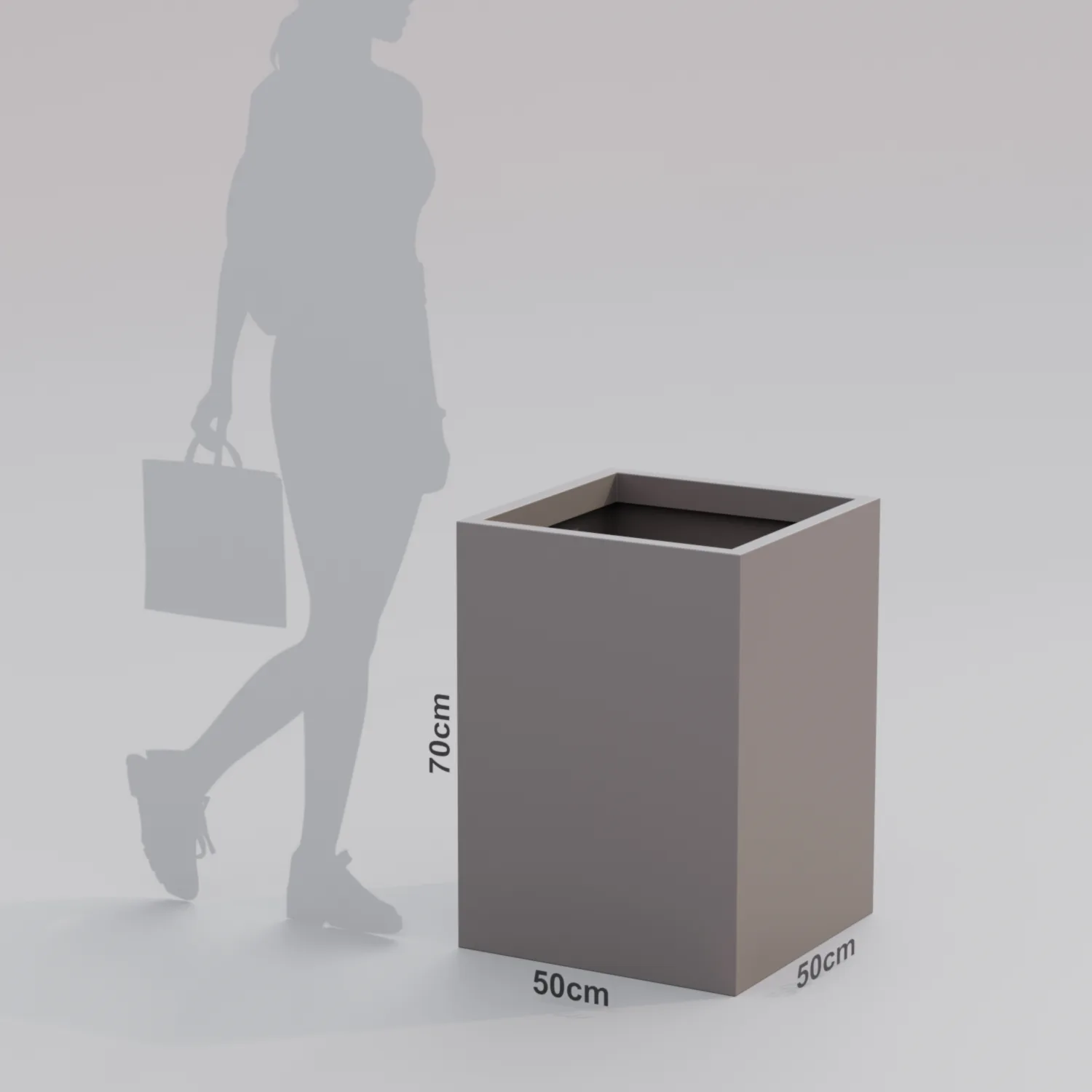 Вертикальное напольное кашпо из стеклопластика 50×50×70, красный RAL 3000