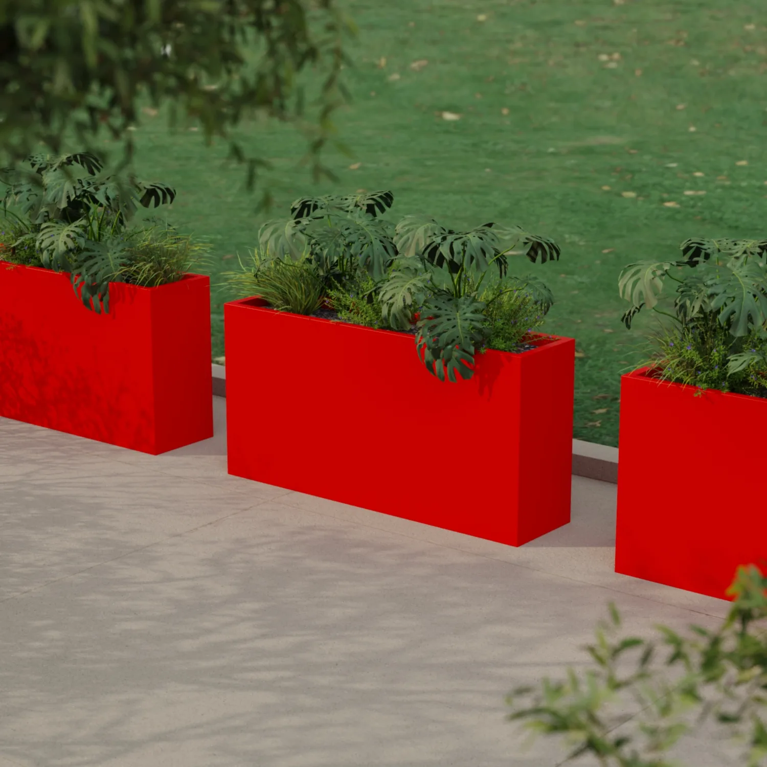 Вертикальное напольное кашпо из стеклопластика 30x120x60, красный RAL 3000