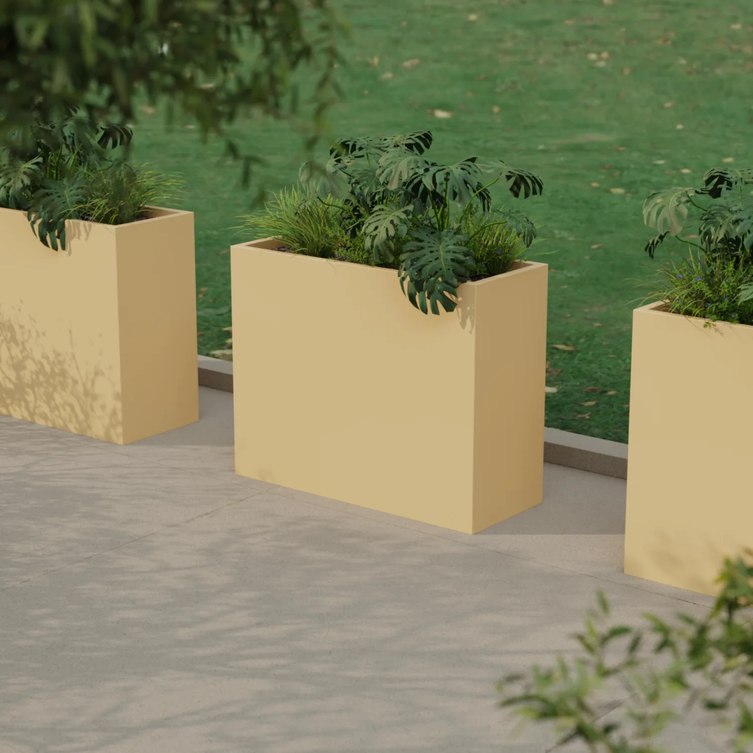 Vertical Floor Pot 40×100×80 cm Ivory (RAL 1015) Composite