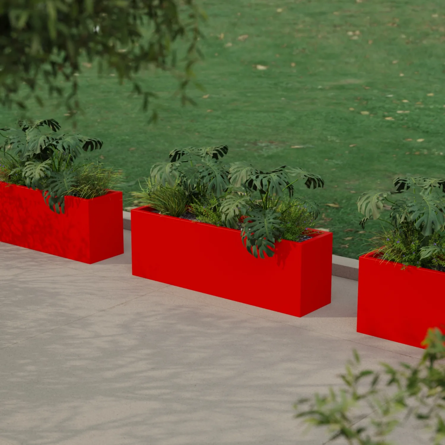 Тік тұратын, 30x120x40 см, шыны пластиктен жасалған, қызыл RAL 3000 гүлқорабы