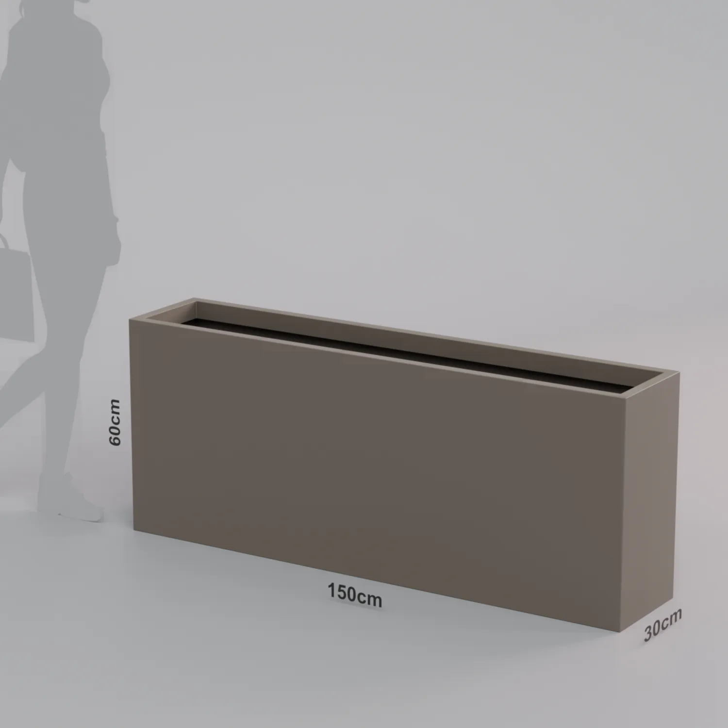 Вертикальное напольное кашпо из стеклопластика 30×150×60 см слоновая кость
