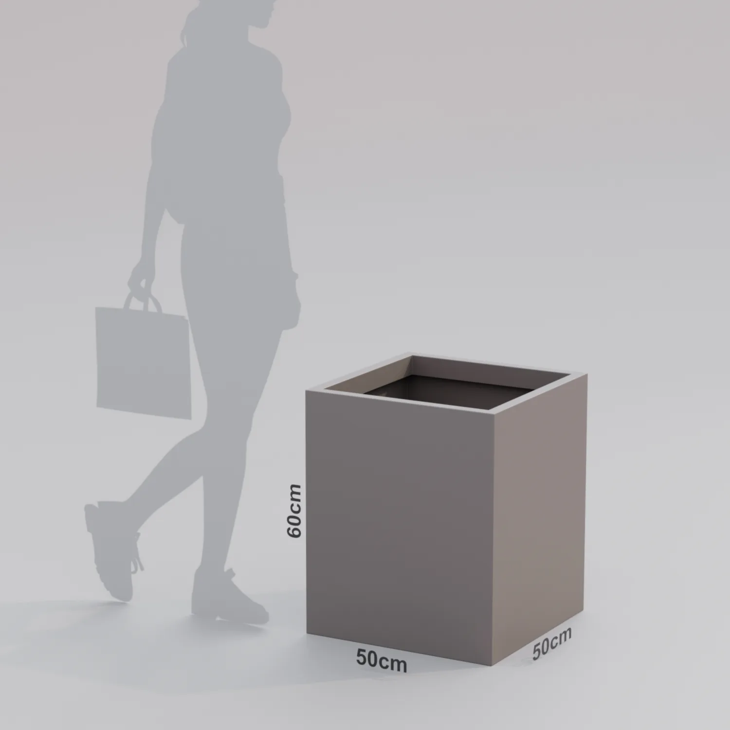 Вертикальное напольное кашпо 50x50x60 из стеклопластика Белый Терраццо