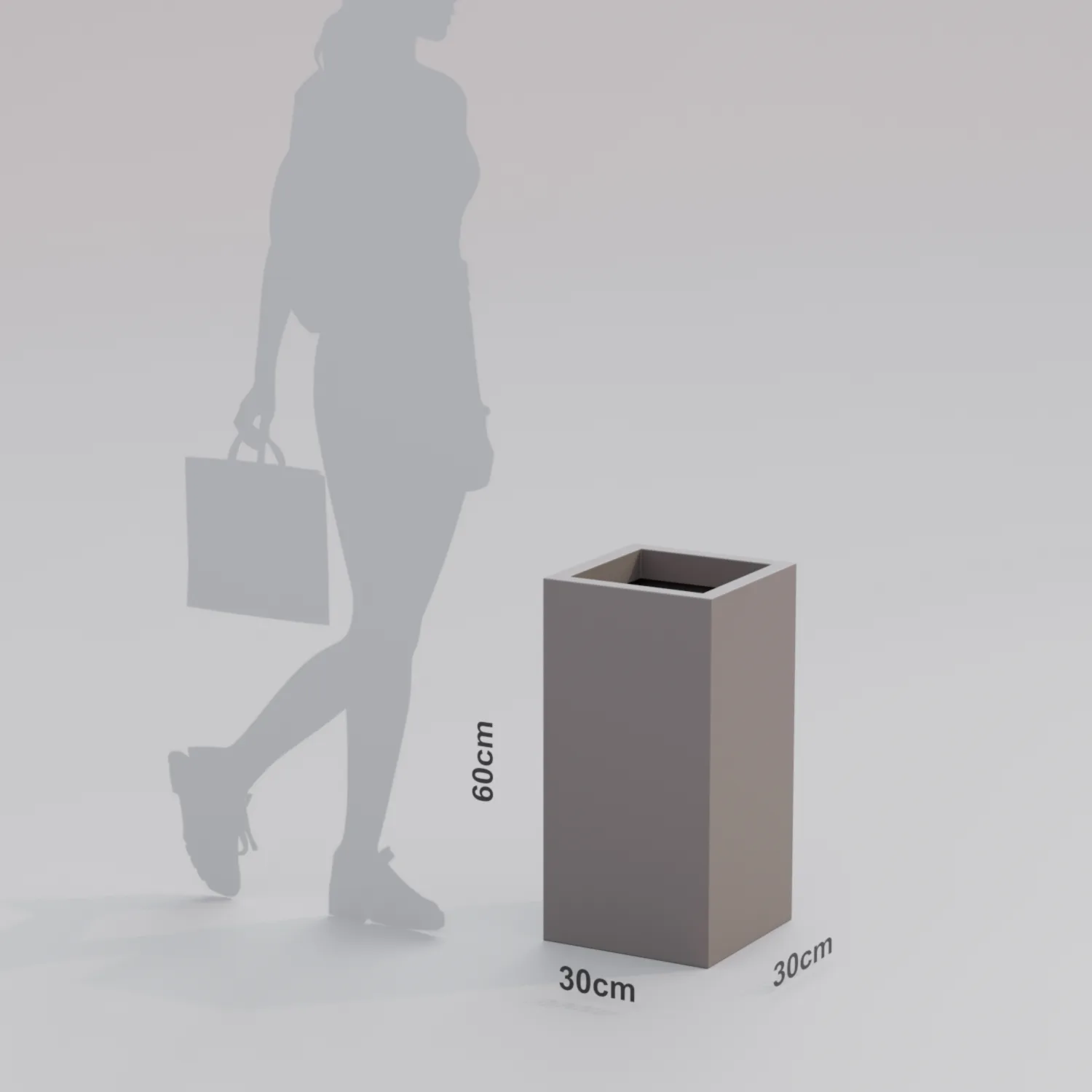 Вертикальное напольное кашпо 30x30x60 белый терраццо из стеклопластика