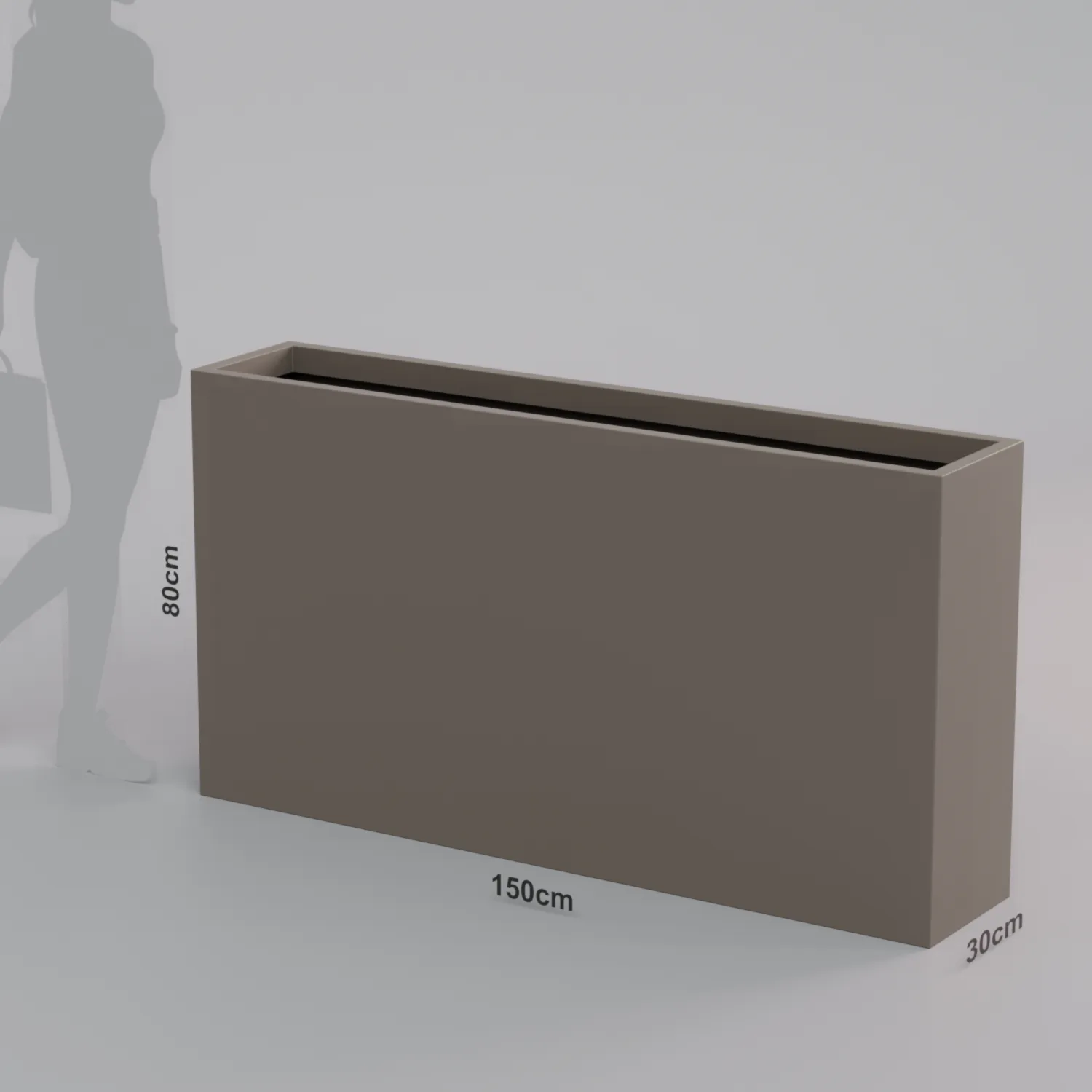 Вертикальное напольное кашпо из стеклопластика 30×150×80 см, бирюзовый (RAL 5018)