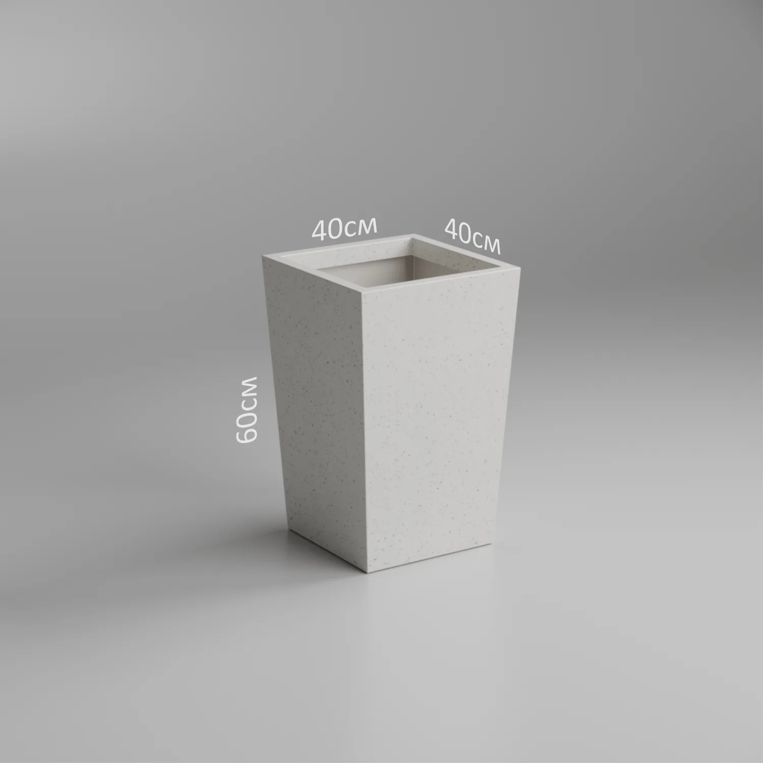 Шыны талшықты конустық едендік кашпо 40x40x60 ашық сұр терраццо