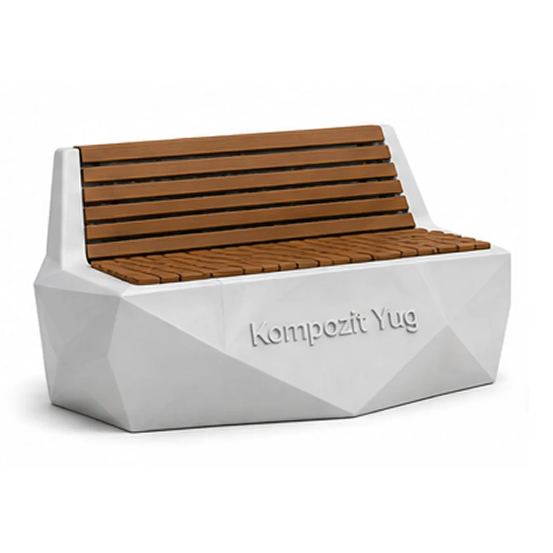 Oval Bench with Backrest Made of Composite Material