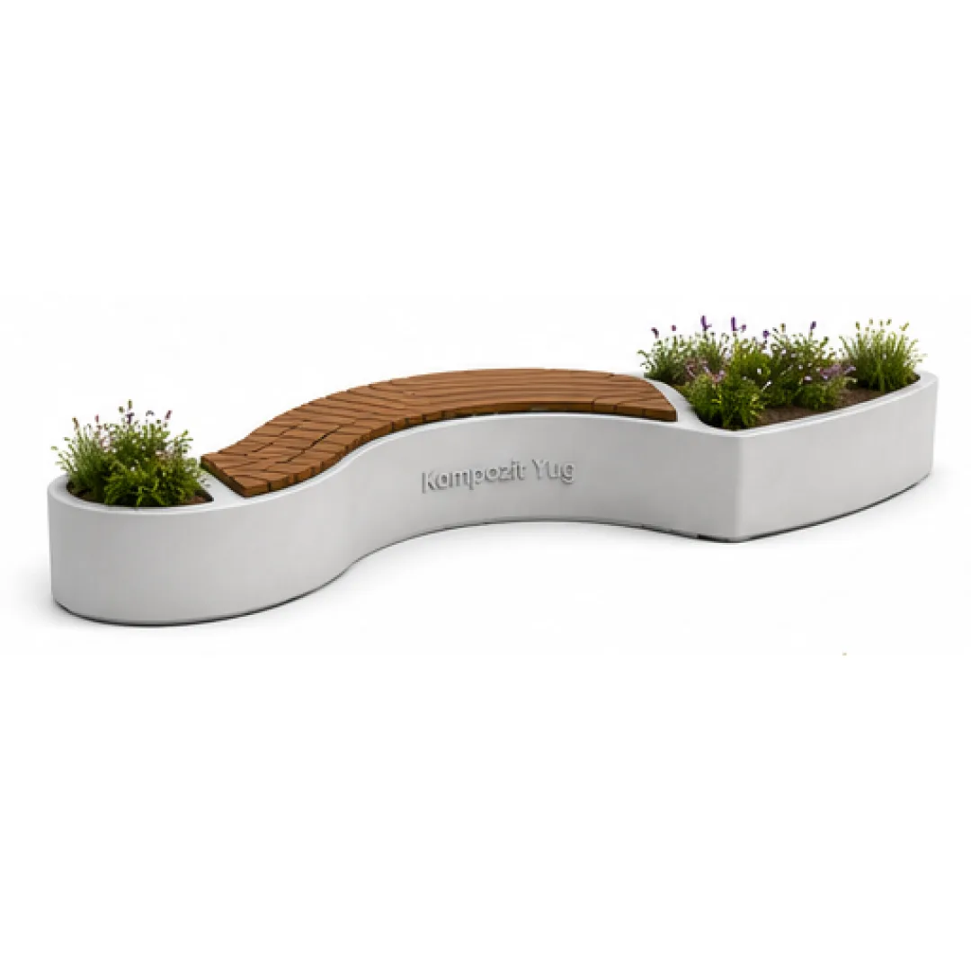 Modular Wavy Bench with Planter