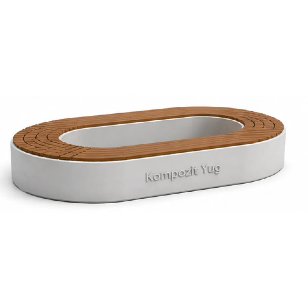 Oval Modular Bench made of Fiberglass