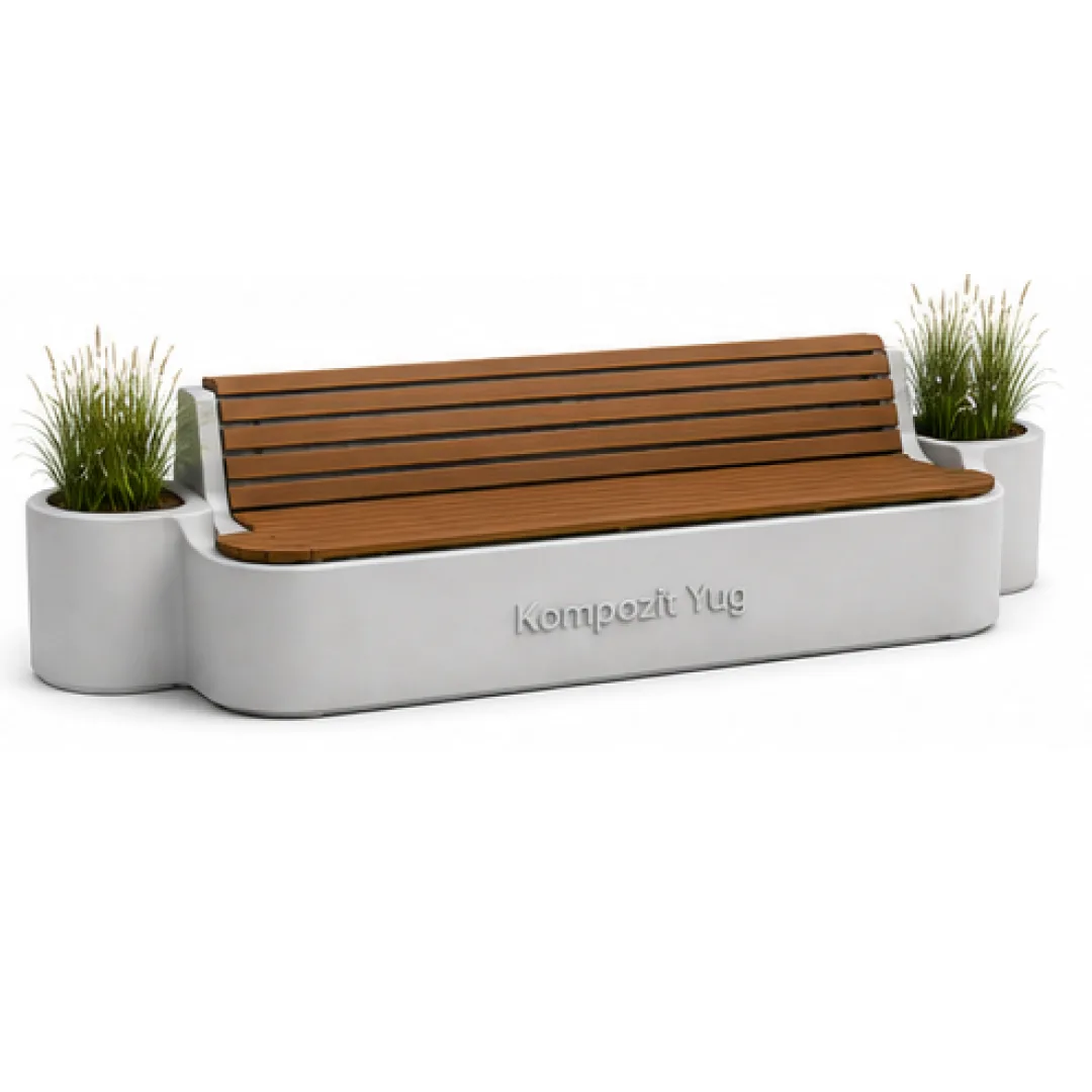 Curved Modular Bench with Planter for Garden and Outdoor