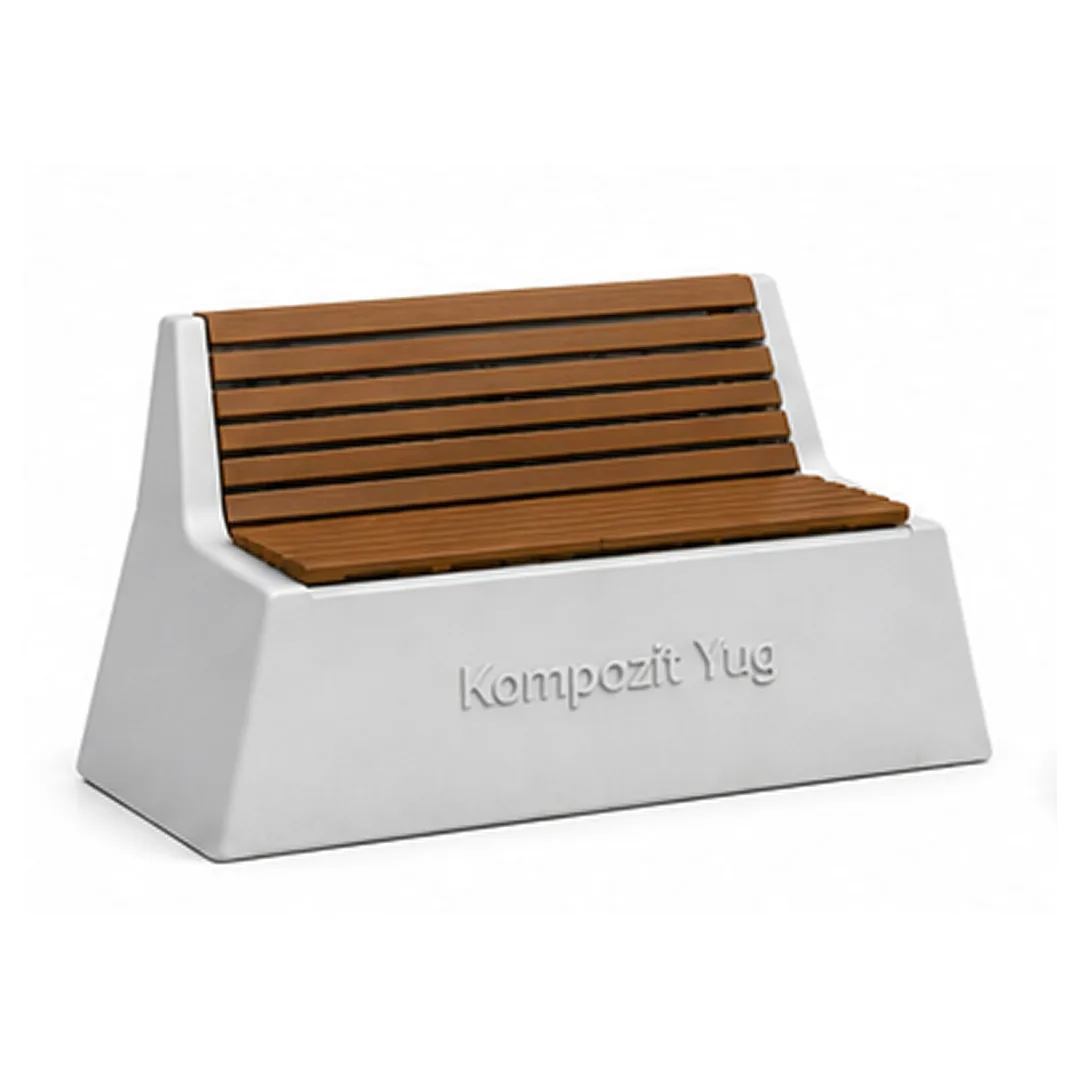 Architectural Bench with Backrest Made of Fiberglass